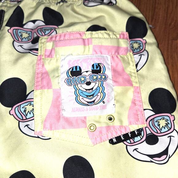 Neff X Disney Pastel Yellow Mickey Mouse Swim Trunks - Mens - Size - Small - Picture 5 of 7